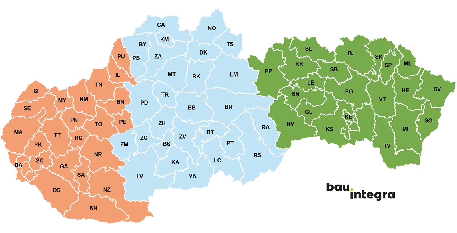 Mapa distribúcie strešnej krytiny Mladost na Slovensku